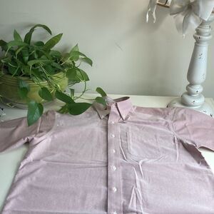 LL BEAN 16 Button Down Preppy Wrinkle Resistant Academia Short Sleeve Camp Shirt